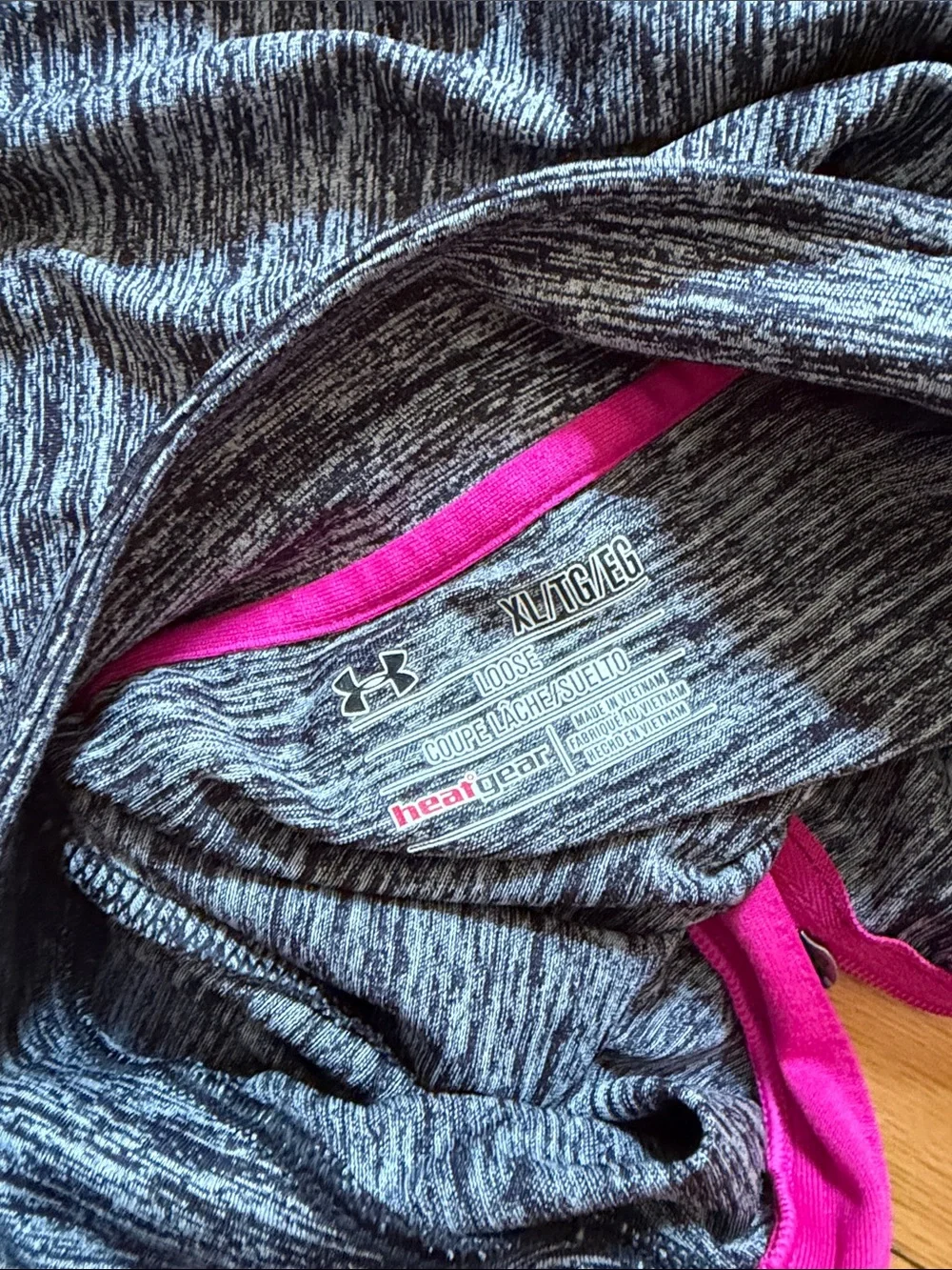 Under Armour Men’s Gray Heather Quarter-Zip Pullover with Pink Accents